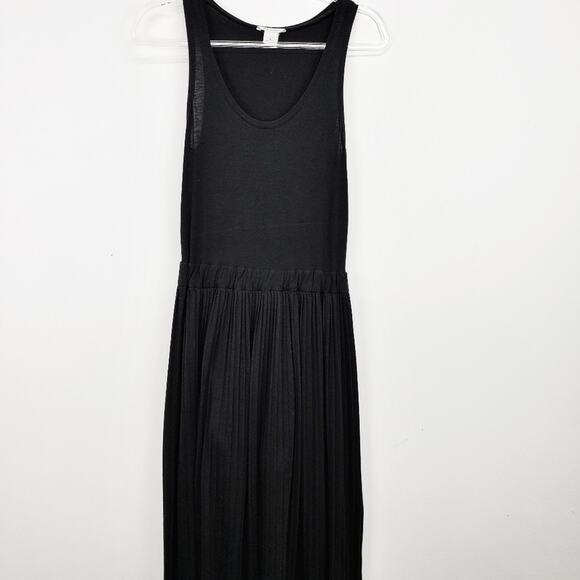 𝅺Club Monaco Black Sleeveless Cotton‎ Knit Maxi Dress Pleated Skirt Size Small - Picture 8 of 9